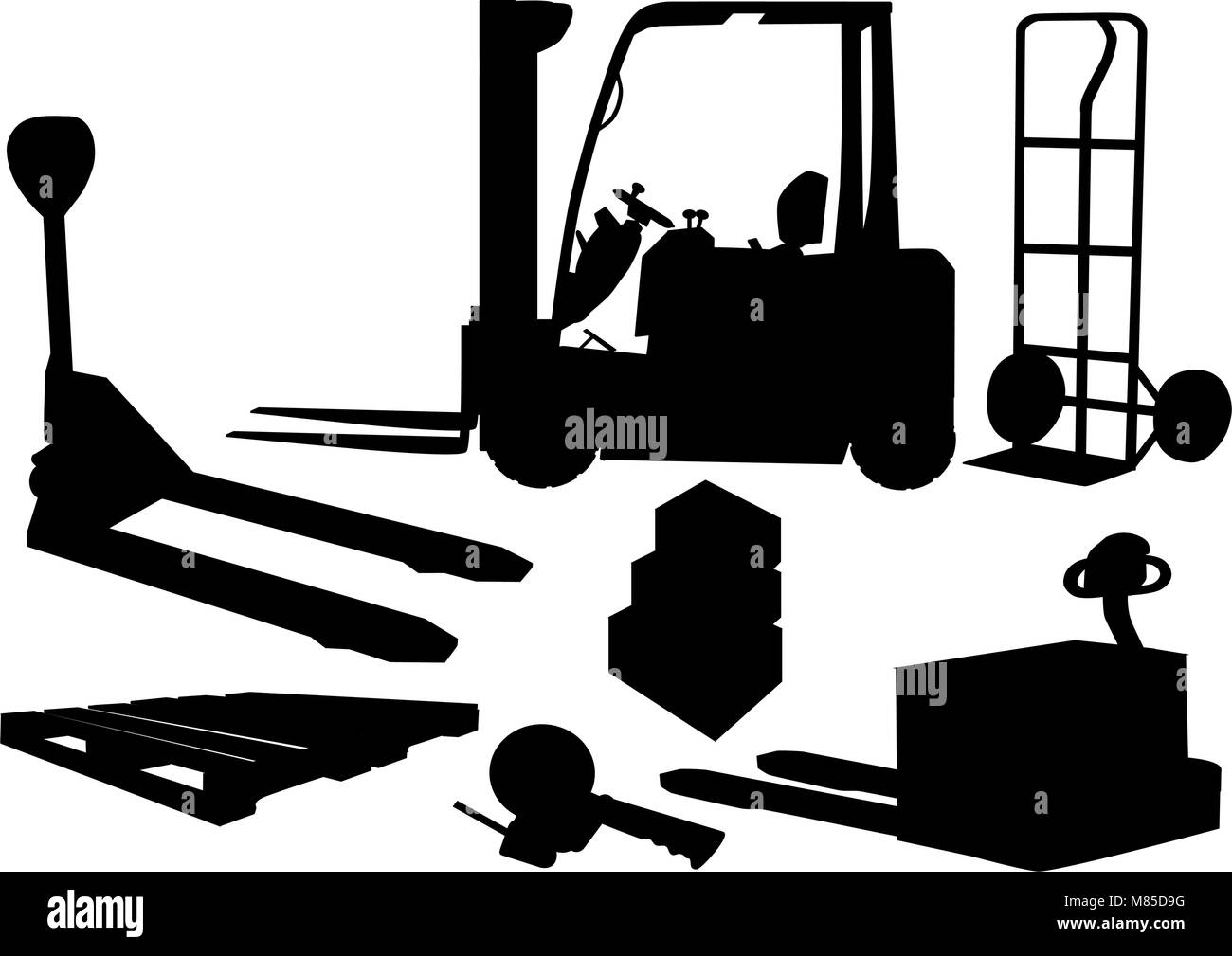 Lagereinrichtung silhouette Vektor Sammlung Stock Vektor