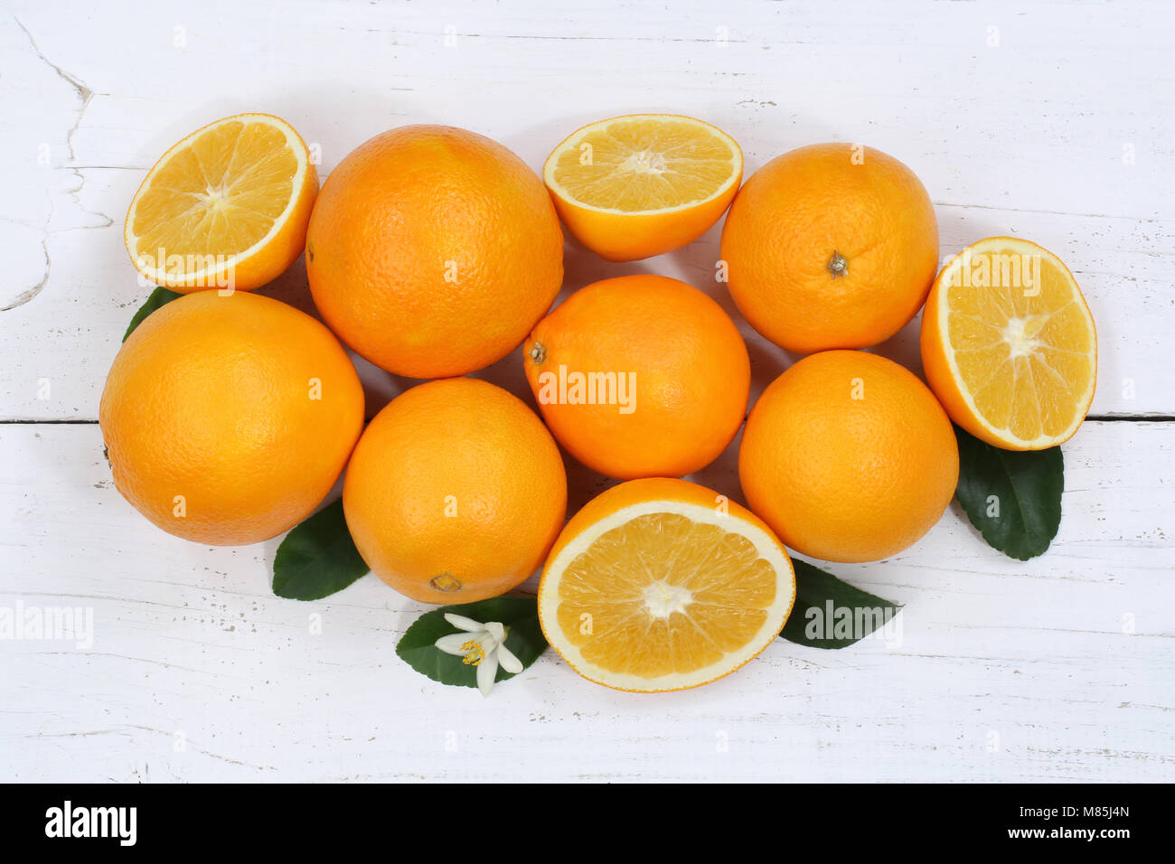 Orangen orange Früchte Draufsicht von oben Stockfoto