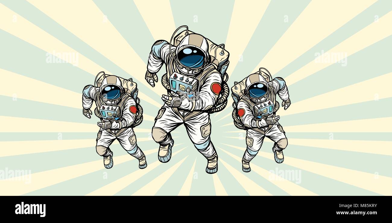 Astronauten heroische Team Stock Vektor