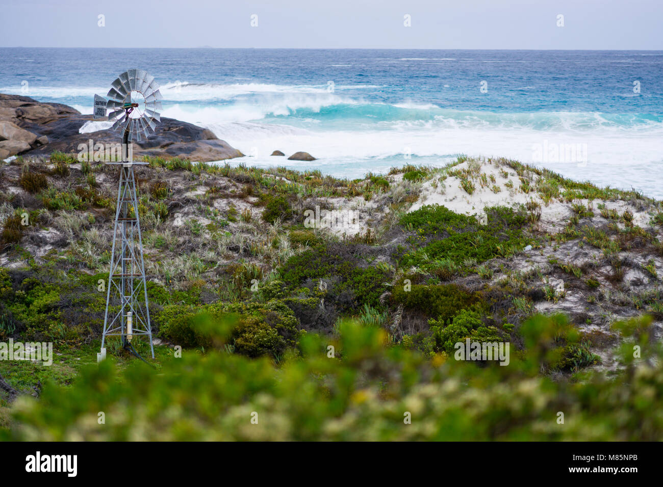 Windmühle bei Liebhaber Cove, Great Ocean Drive, Esperance, Western Australia Stockfoto