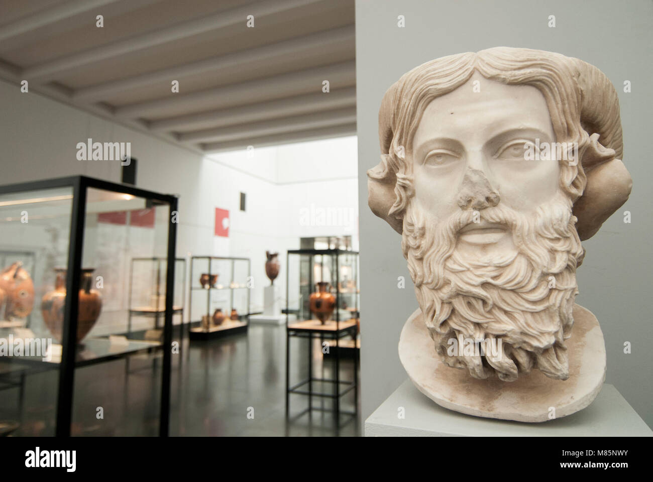 Marmor Kopf des Zeus Ammon, staatlichen Antikensammiungen München Stockfoto