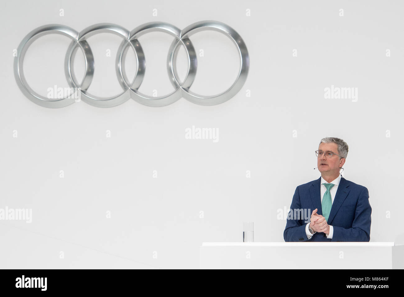 15 März 2018, Deutschland, Ingolstadt: Rupert Stadler, Vorstandsvorsitzender der Audi AG, während der Bilanzpressekonferenz der Audi AG in Ingolstadt. Foto: Armin Weigel/dpa Stockfoto