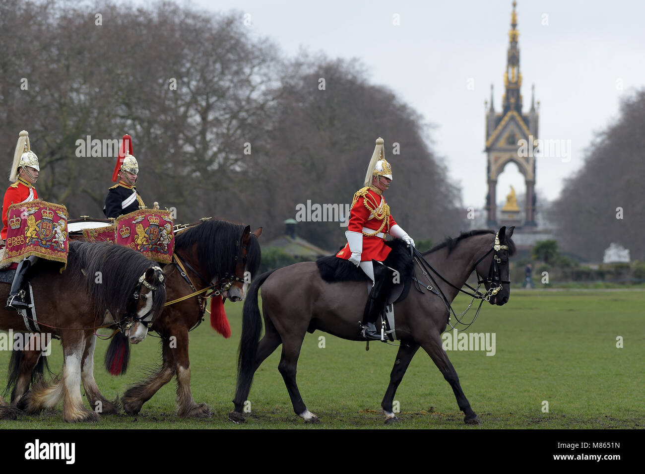 London, Großbritannien. 15 Mär, 2018. Die wichtigsten allgemeinen Besichtigung der Household Cavalry Regiment montiert im Hyde Park London die erste Veranstaltung in den zeremoniellen Aufgaben des Household Cavalry für 2018 Credit: MARTIN DALTON/Alamy leben Nachrichten Stockfoto