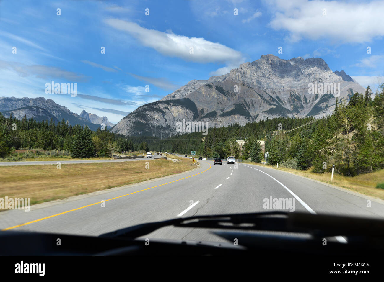 Road Trip in die kanadischen Rocky Mountains, Banff, National Park, BC, Kanada Stockfoto