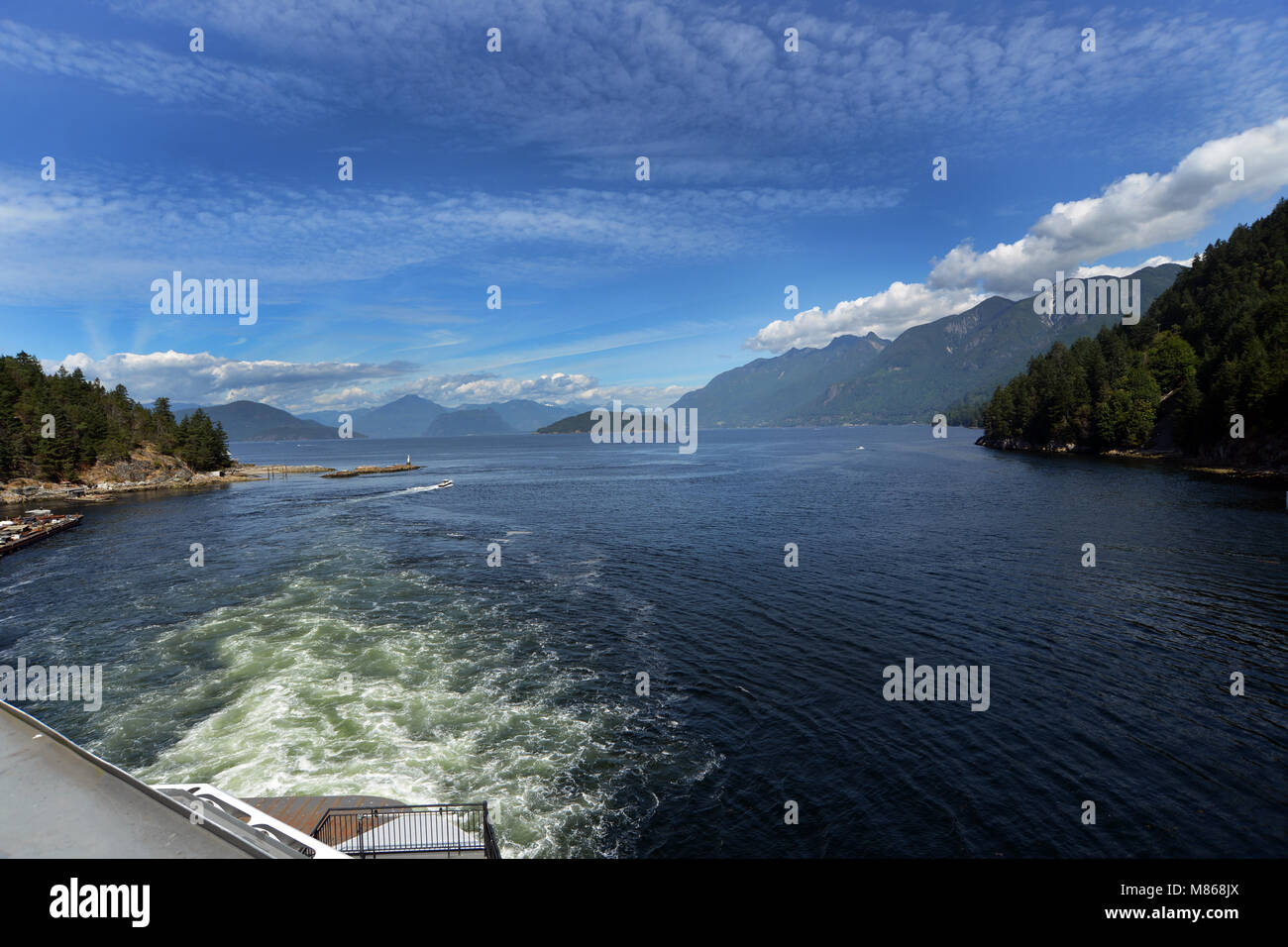 Überfahrt mit der Fähre nach Vancouver Island, Horsehoe Bay, British Columbia, Kanada. Stockfoto