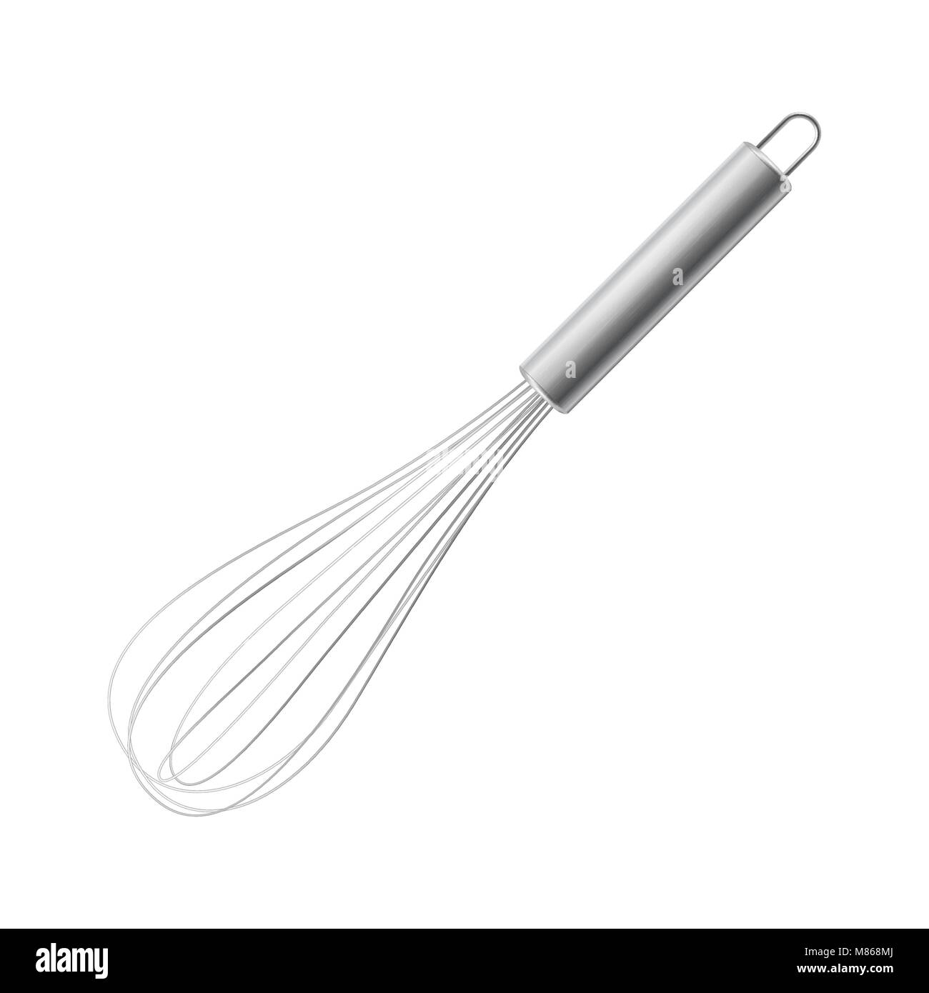 Vektor realistische 3D-metall draht stahl Schneebesen Symbol closeup auf weißem Hintergrund. Kochen Utensil, Egg Beater. Design Template für Grafiken, mockup Stock Vektor