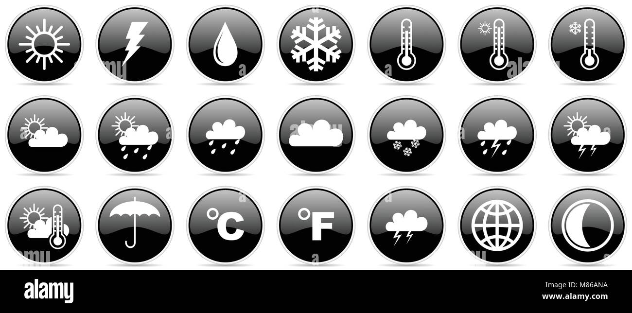 Wettervorhersage Klima Meteorologie glänzend Vector Icons Stock ...