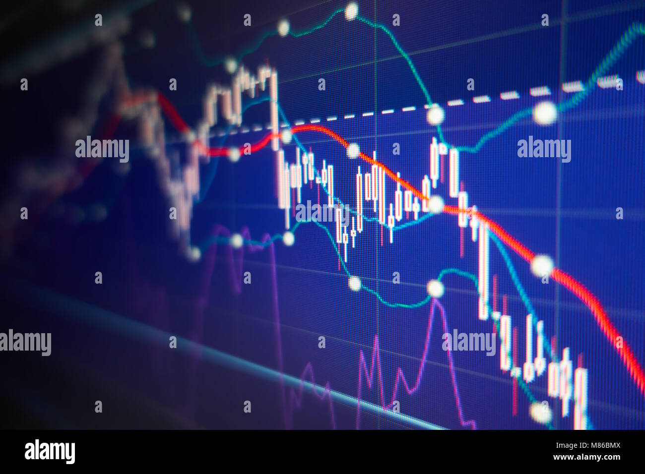 Wirtschaftskrise - Börse Grafiken und Diagramme - finanziellen und geschäftlichen Hintergrund Stockfoto