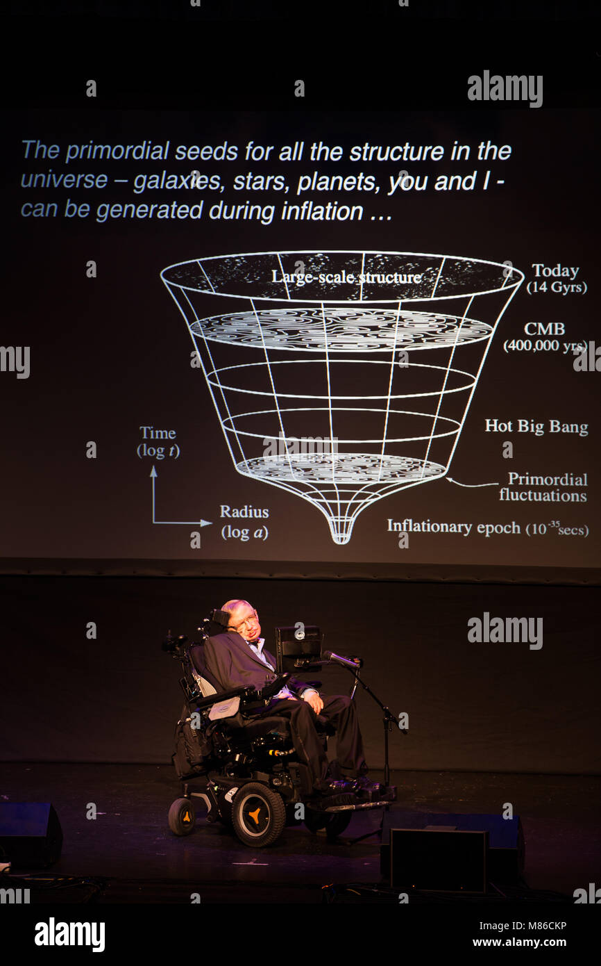 Prof. Stephen Hawking, britischer Wissenschaftler, weltberühmten Physiker Portrait, Starmus Festival 2016 Teneriffa Stockfoto