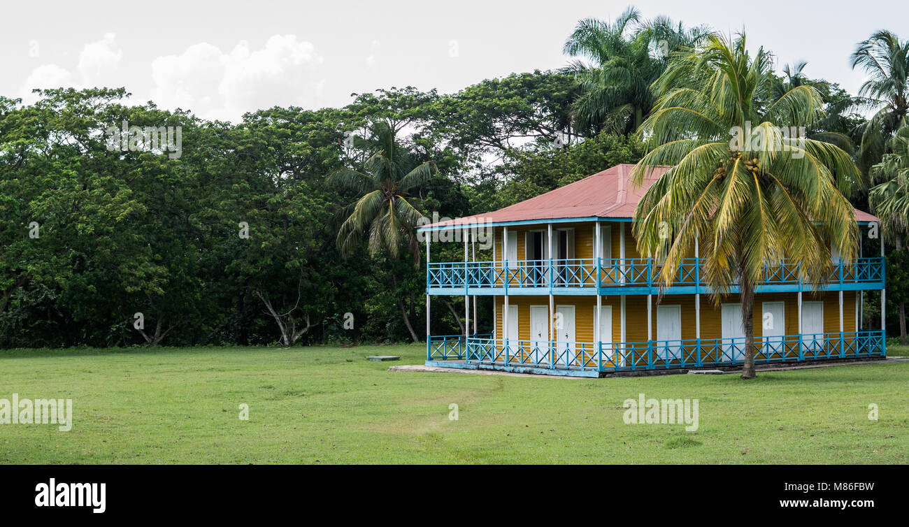 Saint-arailles, Kuba - September 1, 2017: Das Gebäude diente als ein Hotel auf dem Grundstück, wo Fidel Castro geboren wurde. Stockfoto