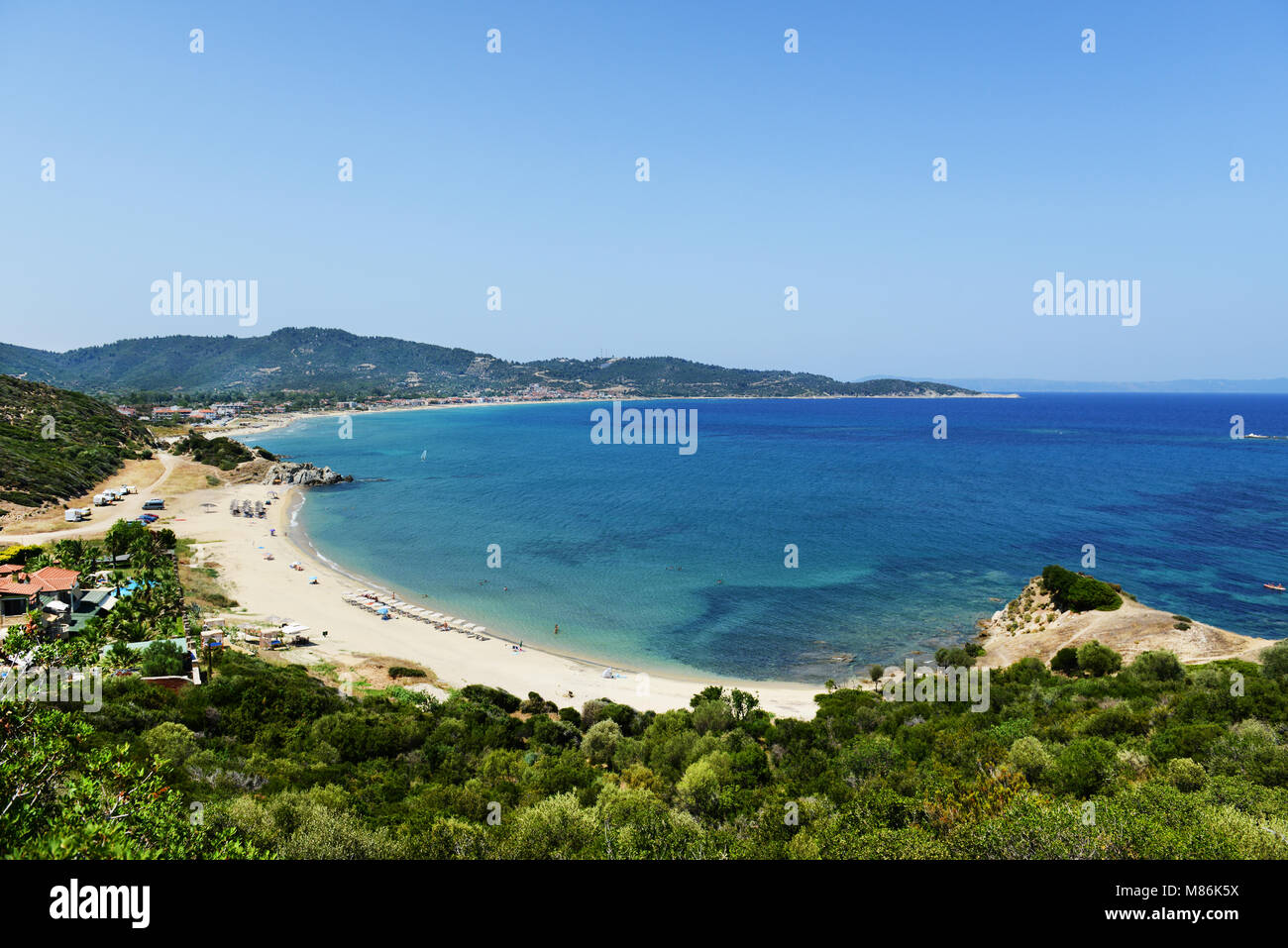 Paralia Sikias Strand in Sithonia, Chalkidiki. Stockfoto