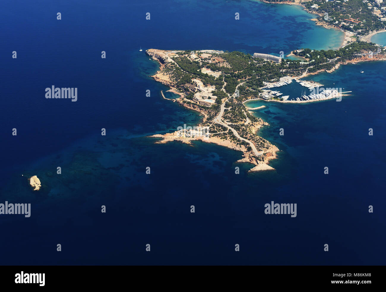 Luftaufnahme von Vouliagmeni in Griechenland. Stockfoto