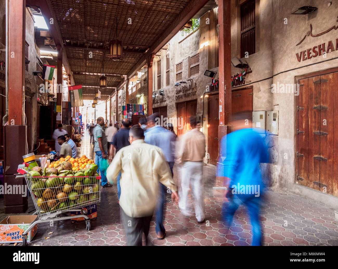 Bur Dubai Alten Souk, Dubai, Vereinigte Arabische Emirate Stockfoto