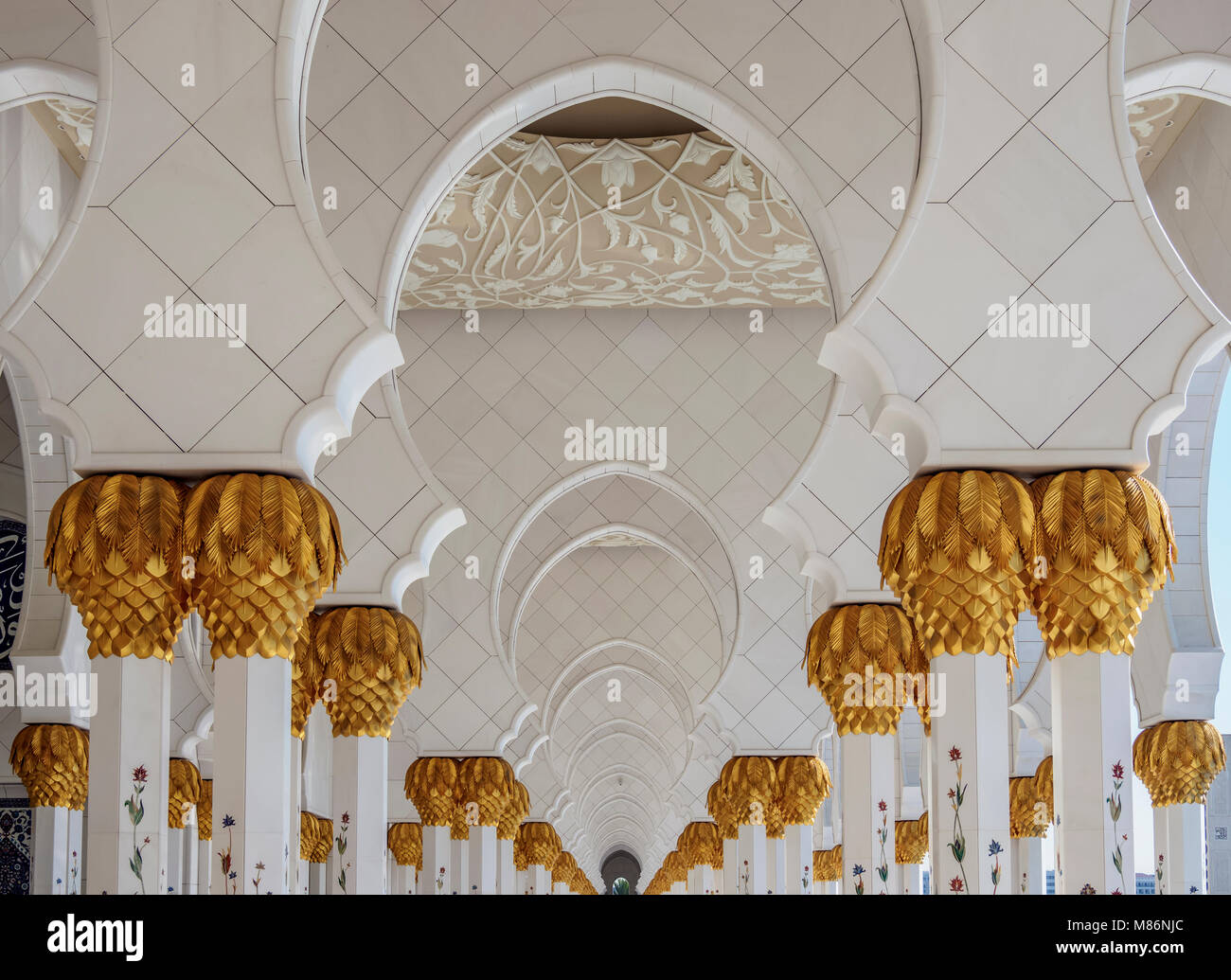 Sheikh Zayed bin Sultan Al Nahyan Moschee, Detailansicht, Abu Dhabi, Vereinigte Arabische Emirate Stockfoto