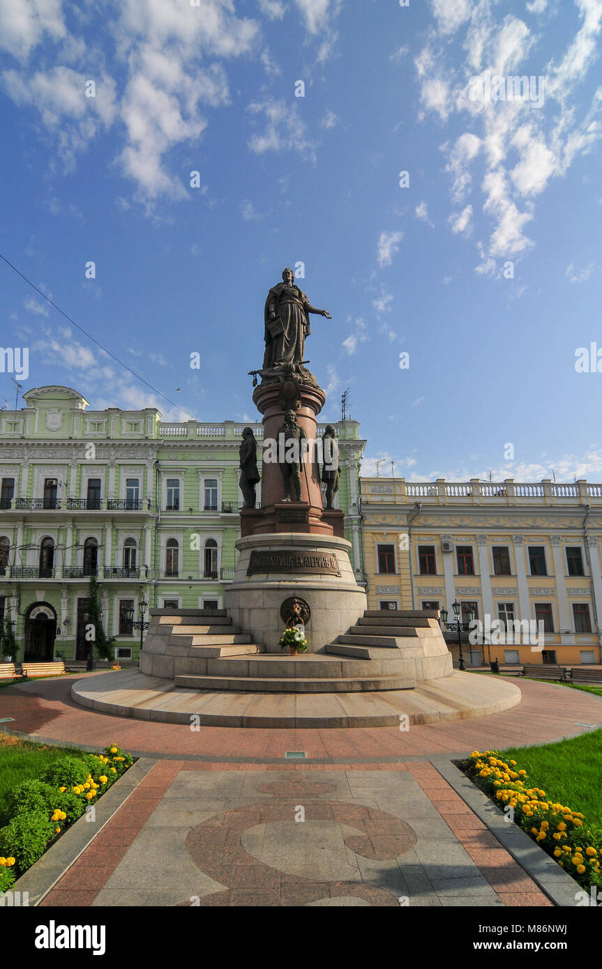 Denkmal für Katharina II. die Große und die Gründer von Odessa in Odessa, Ukraine. Es wurde im Jahre 1900 gebaut. Im Jahre 1920 wurde es von Communis abgebaut Stockfoto