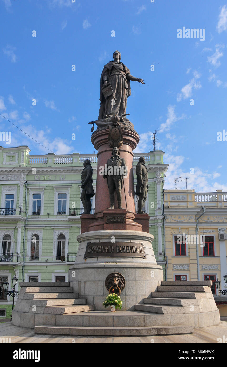 Denkmal für Katharina II. die Große und die Gründer von Odessa in Odessa, Ukraine. Es wurde im Jahre 1900 gebaut. Im Jahre 1920 wurde es von Communis abgebaut Stockfoto