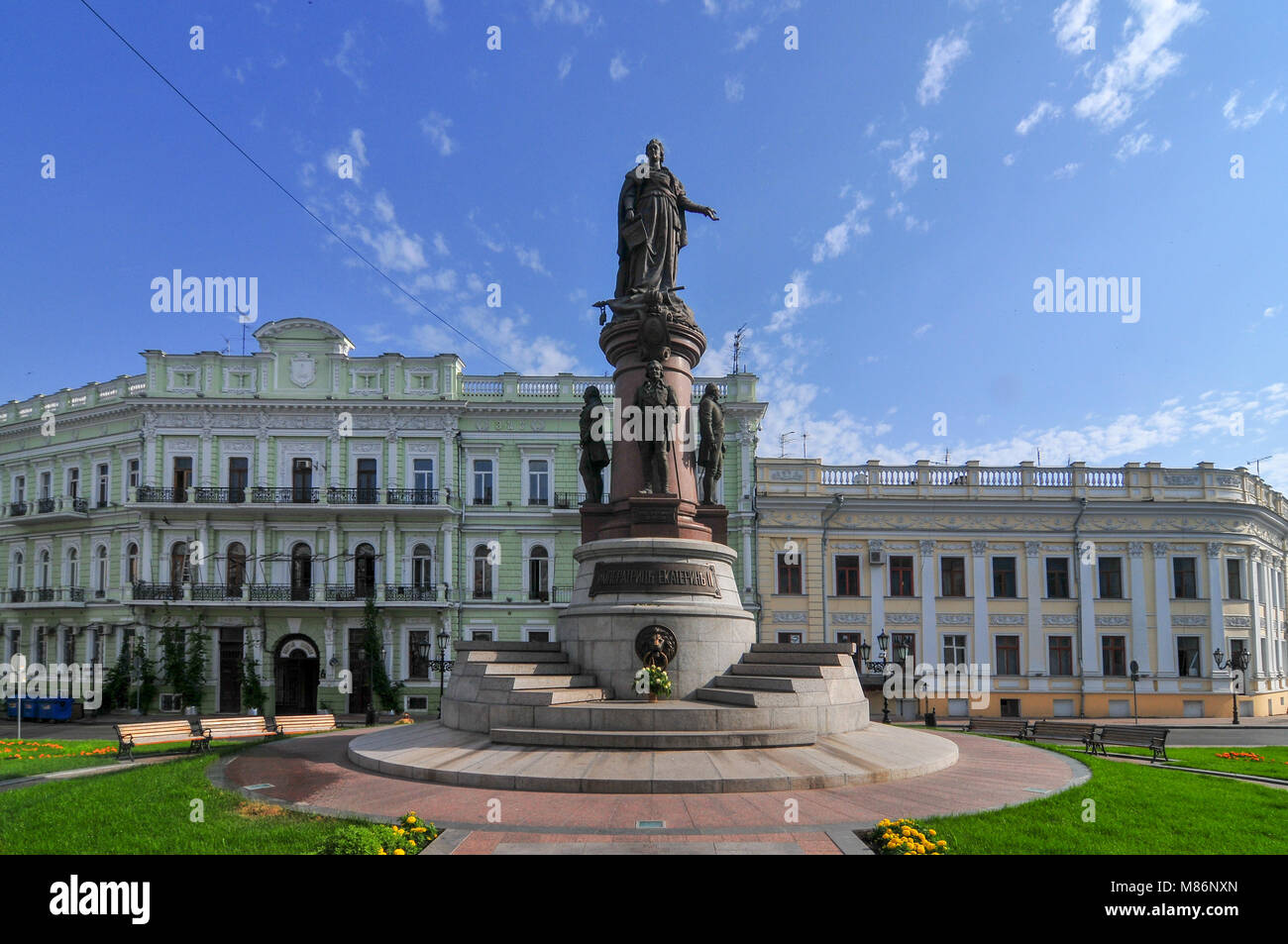 Denkmal für Katharina II. die Große und die Gründer von Odessa in Odessa, Ukraine. Es wurde im Jahre 1900 gebaut. Im Jahre 1920 wurde es von Communis abgebaut Stockfoto