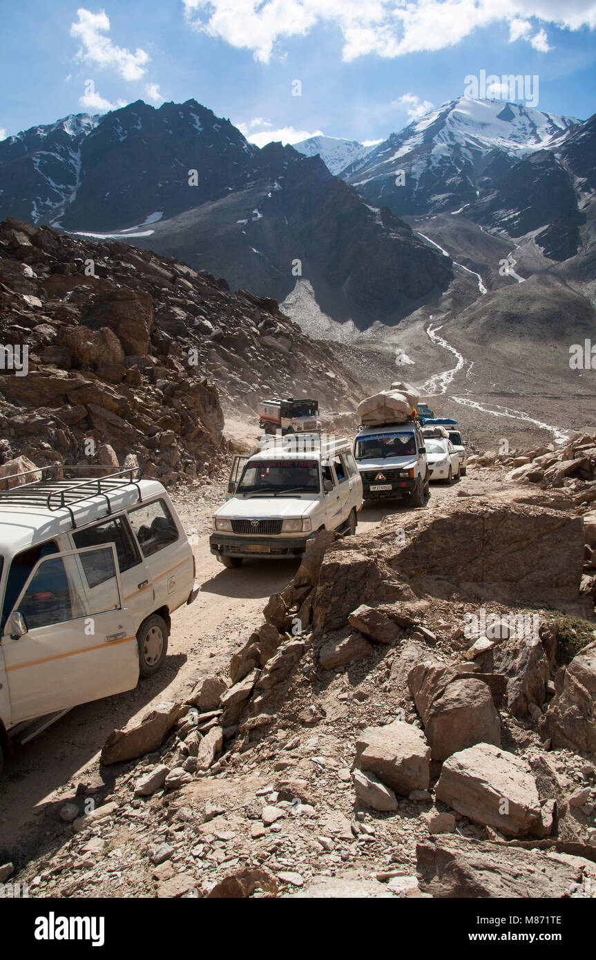 Gefährliche Straße Leh-Manali, Autobahn, Jammu und Kaschmir, Ladakh, Indien Stockfoto