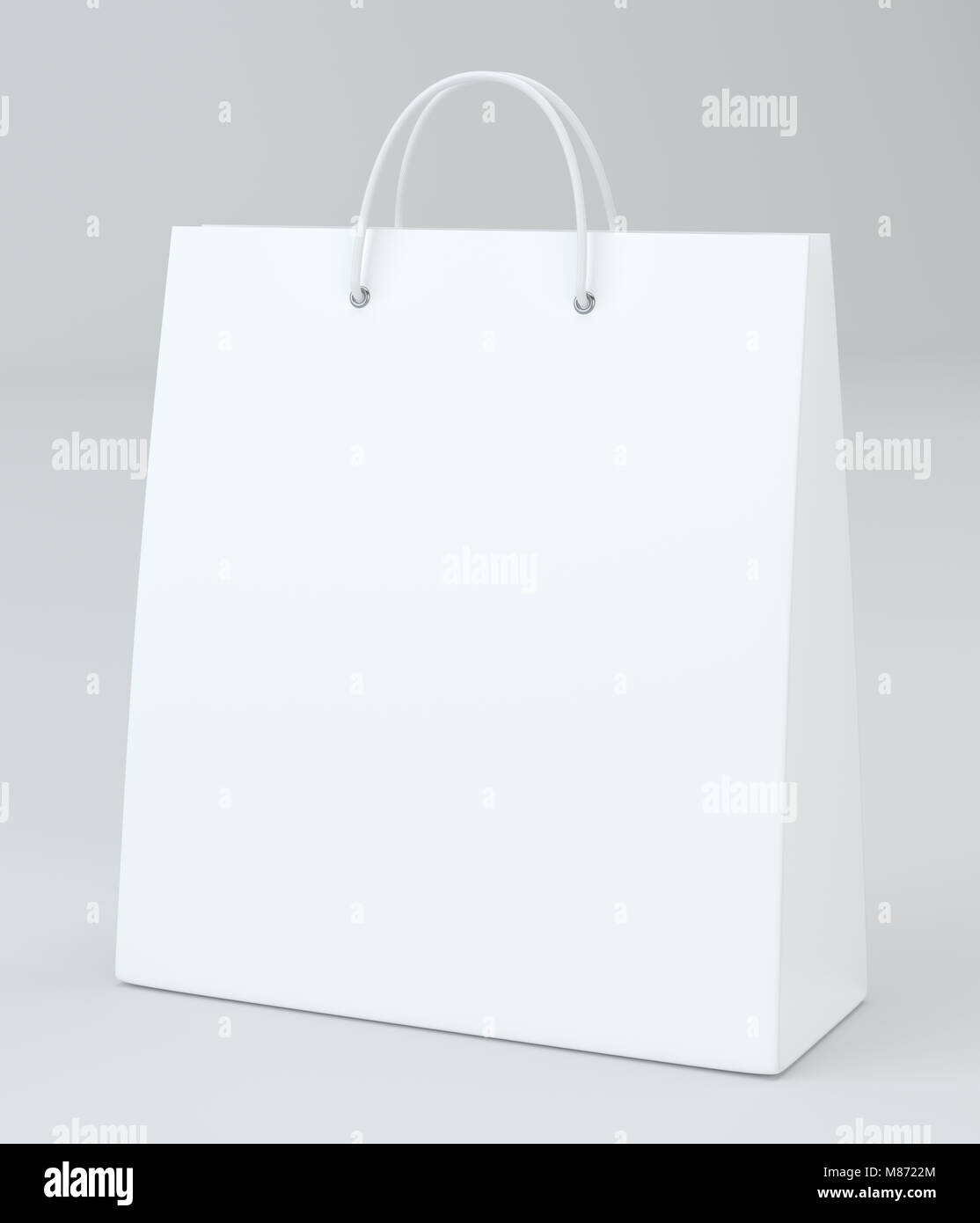 White Paper Bag für Luxus zu speichern. Vorlage bereit für Ihr Design. 3D-Darstellung. Stockfoto