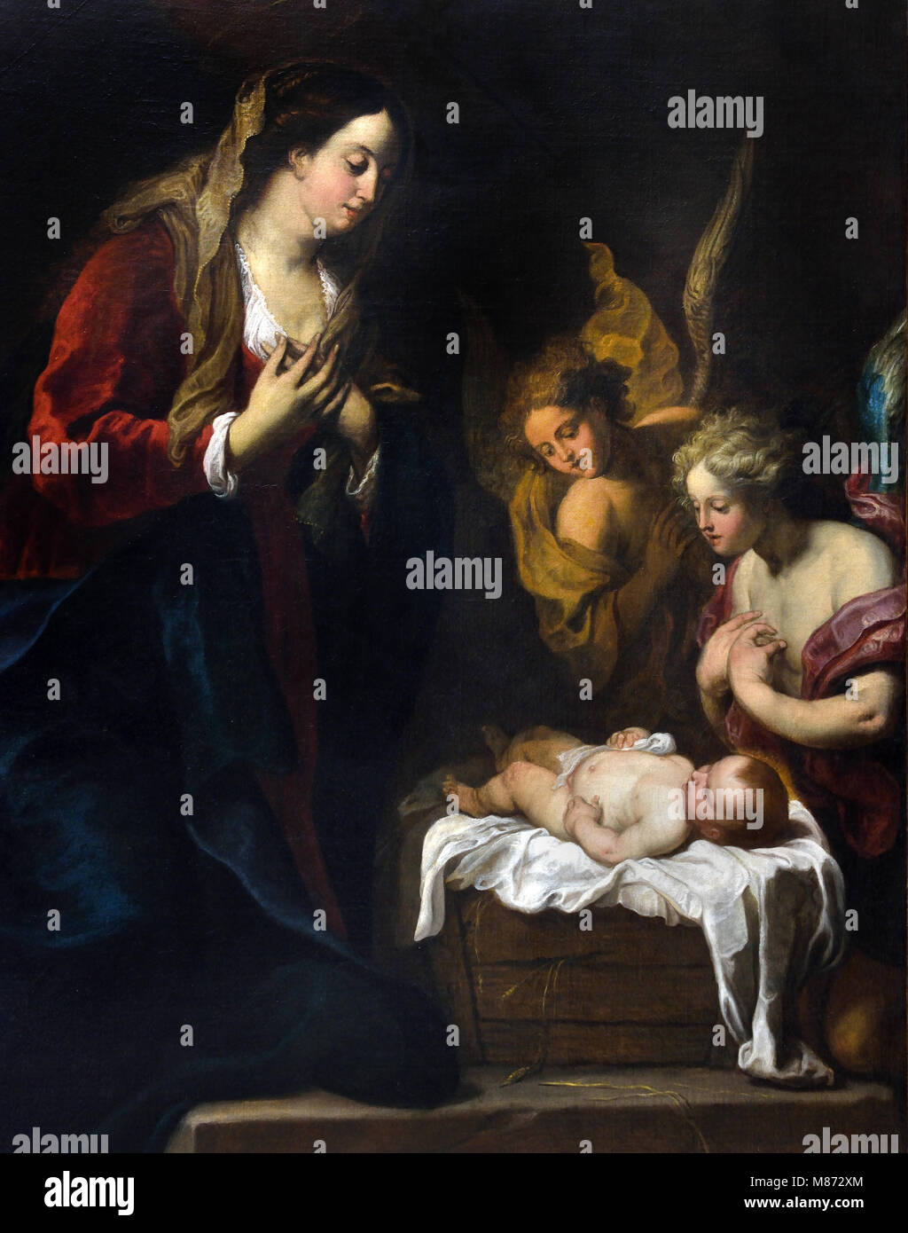 Krippe Engel oder Anbetung von Gerard Seghers 1591-1651, belgischen, Belgien, Flämische, Stockfoto