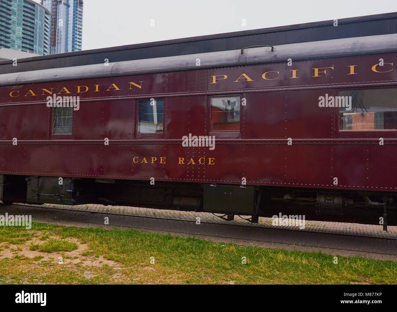 Canadian Pacific Cape Race Waggon, Toronto Railway Museum, John Street Roundhouse, Toronto, Ontario, Kanada. Stockfoto