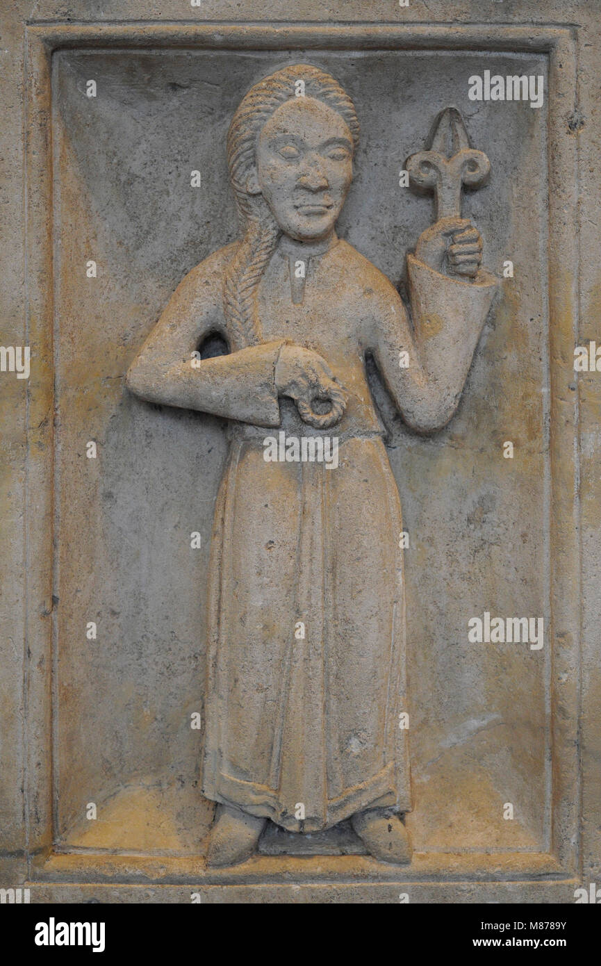 Sternzeichen der Jungfrau aus der ehemaligen Benediktinerabtei in Brauweiler. Deutschland, 1100-1141. Kalkstein. Schnütgen Museum. Köln, Deutschland. Stockfoto