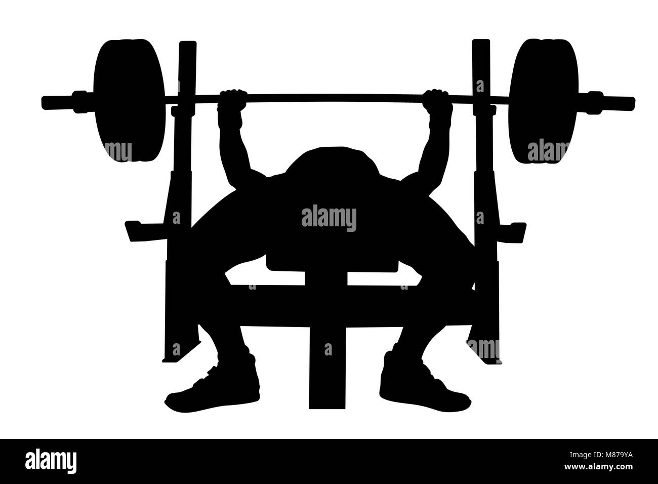 Männliche Athlet Bench Press powerlifting Wettbewerb Stockfoto