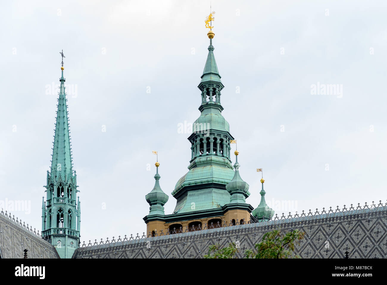 Angaben zu der Kathedrale von Saint Vitus. Eine römisch-katholische Kathedrale in Prag, dem Sitz des Erzbischofs von Prag. Von Prag entfernt Castl Stockfoto