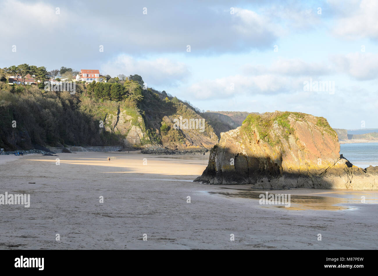 Die Klippen Futter Tenby Beach in Pembrokeshire, South Wales Stockfoto