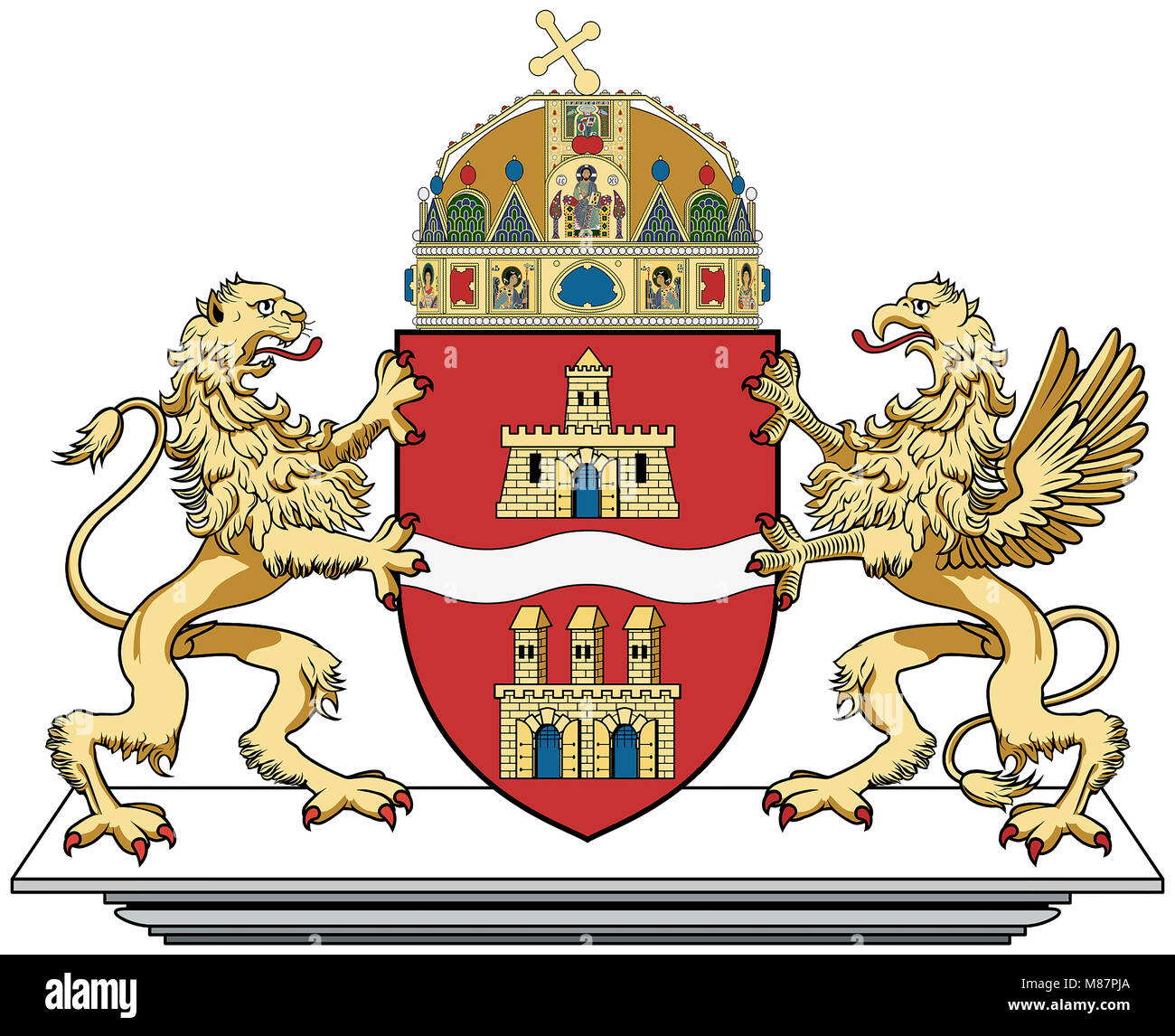 Wappen der ungarischen Hauptstadt Budapest - Ungarn. Stockfoto