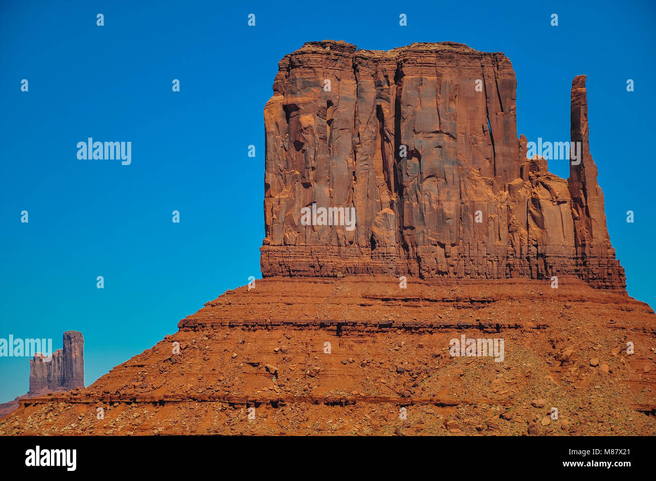 Der Westen Mitten Butte, Rock Formation, in Monument Valley, Arizona Stockfoto