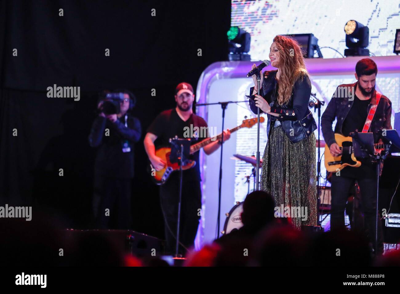 Teneriffa, Spanien. 15. März, 2018. Nina Pastori während des Cadena Dial Awards 2018 gefeiert auf Teneriffa, Spanien, am 15. März 2018. Foto: Oscar J. Barroso/AFP 7 Credit: CORDON Cordon Drücken Sie die Taste/Alamy leben Nachrichten Stockfoto