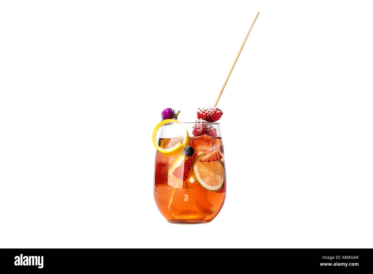 Glas trinken mit Früchten. Stockfoto