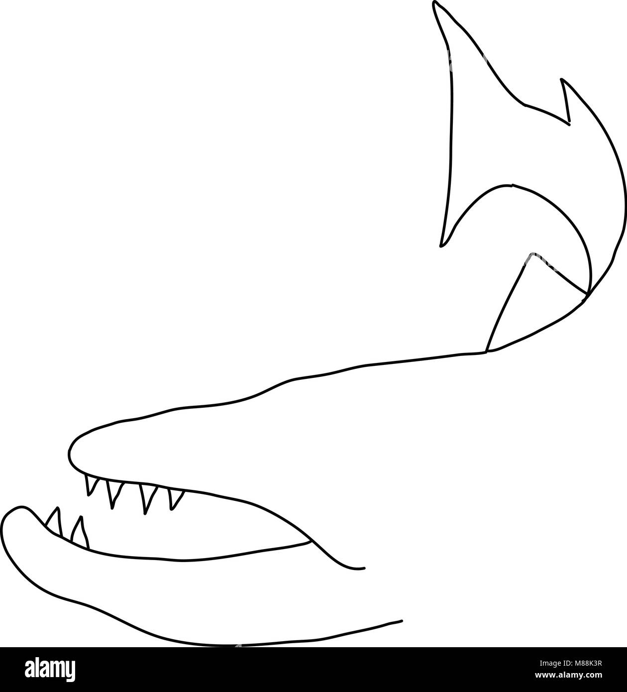 Doodle art Illustration von Barracuda, ein Salzwasserpool ray-finned Fische der Gattung Sphyraena für seine große Größe bekannt, furchterregende Aussehen und wilden b Stock Vektor