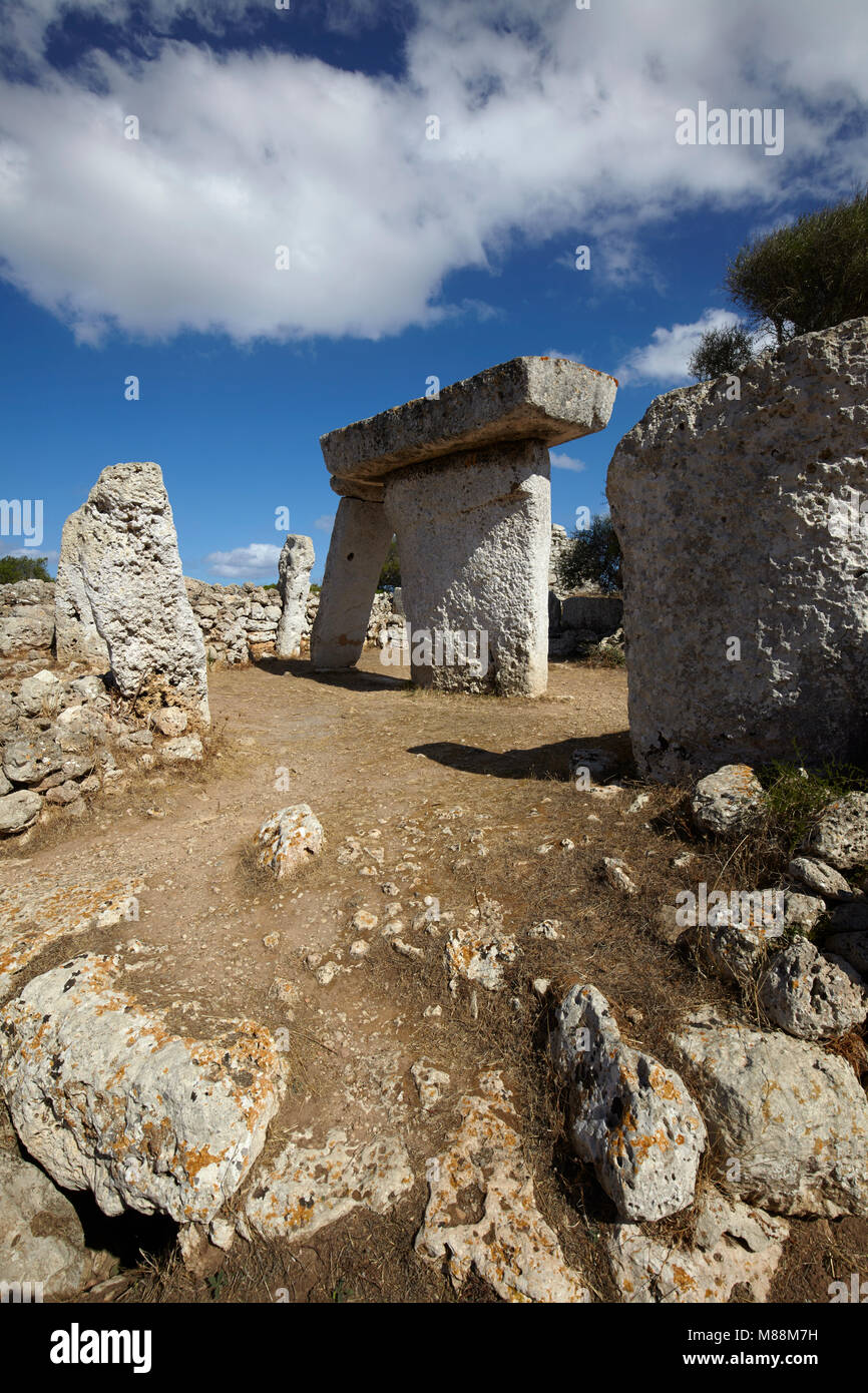 Die megalithischen monolith Steine im Talatí de Dalt Siedlung, Menorca, Balearen, Spanien Stockfoto