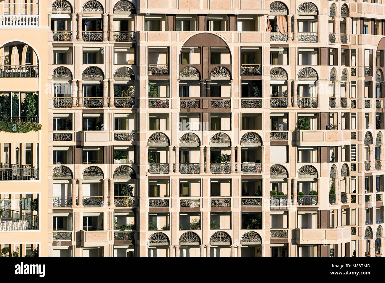 Luxus Apartment Gebäude detail, Fontvieille, Monaco Stockfoto