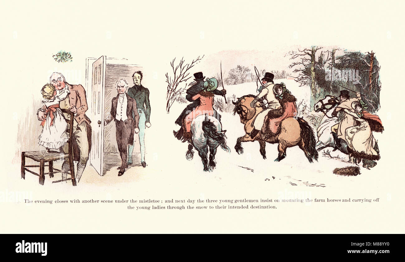 Viktorianische Abbildung aus den curmudgeons Weihnachten von Randolph Caldecott, 19. Stockfoto