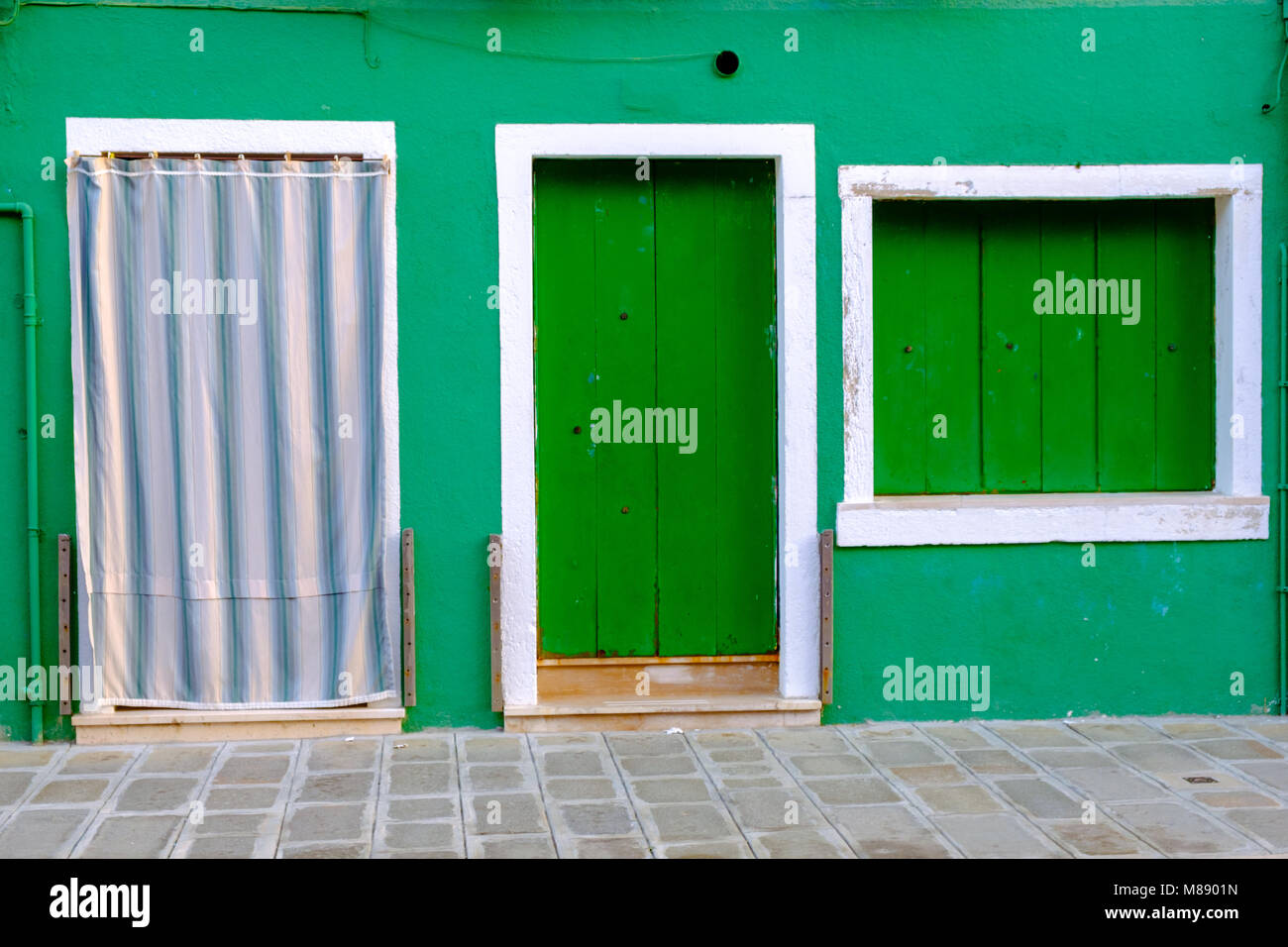 Buntes Haus in Insel Burano, Venedig, Italien. Stockfoto