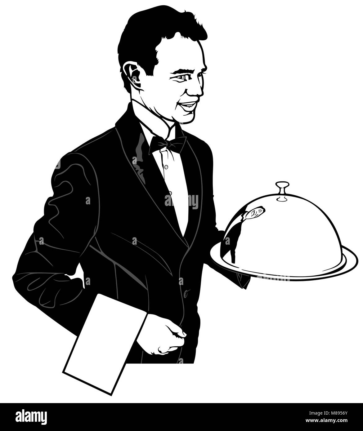 Der Kellner, die ein Hauptgericht Stock Vektor