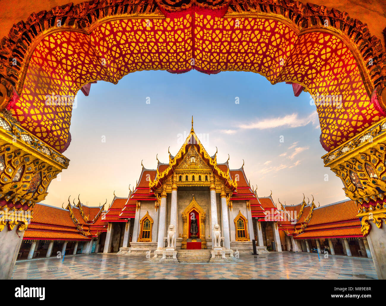 Die Bangkok Marmor-tempel, Wat Benchamabophit Dusit wanaram. Bangkok, Thailand. Stockfoto