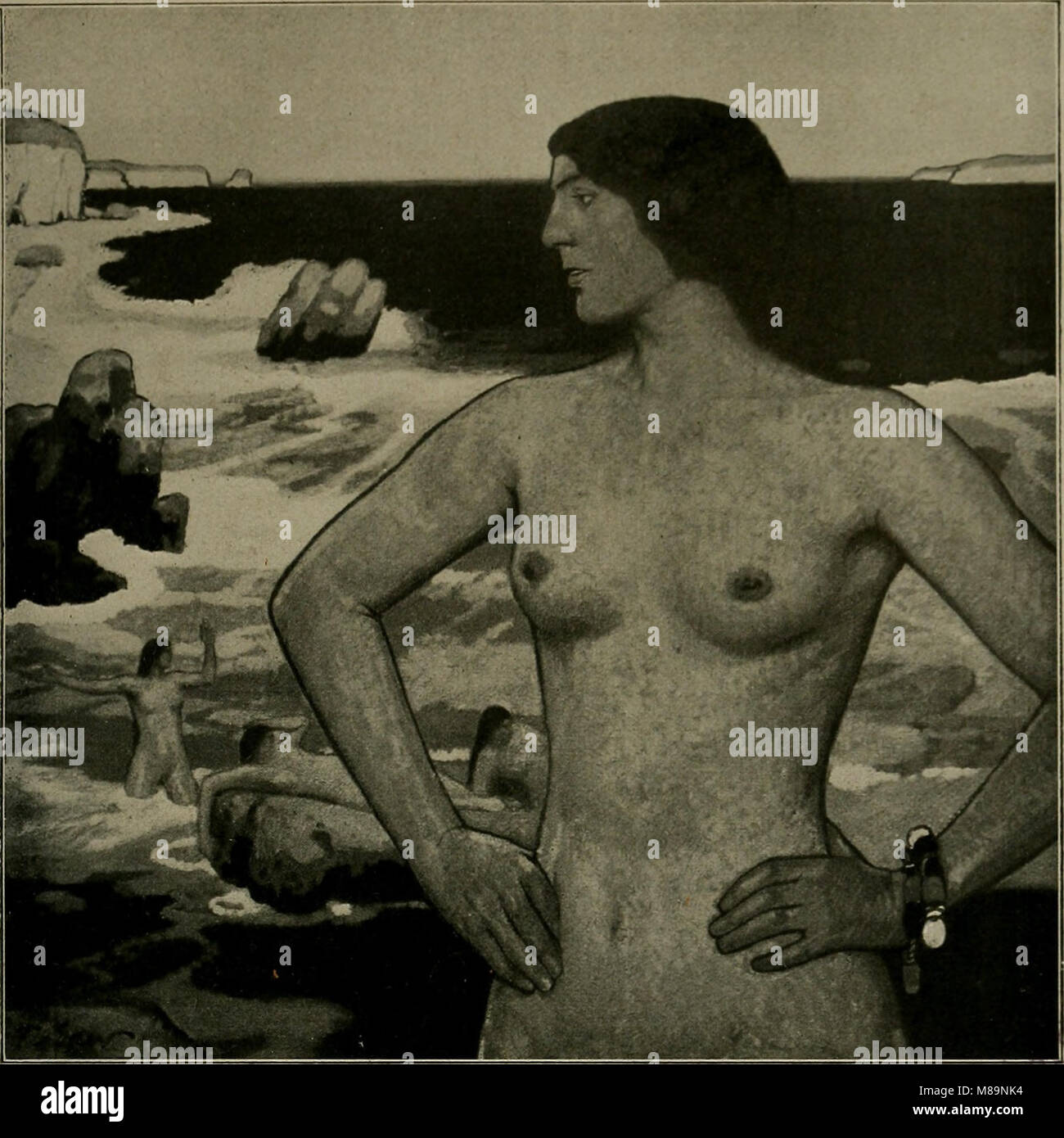 Fritz Erler - Ferne KÃ¼sten (1913) ist eine Sammlung von Werken des deutschen Künstlers Fritz Erler, die sich mit Küstenlandschaften befasst. Die Sammlung zeigt seinen impressionistischen Stil in der Darstellung von Küstenszenen. Stockfoto