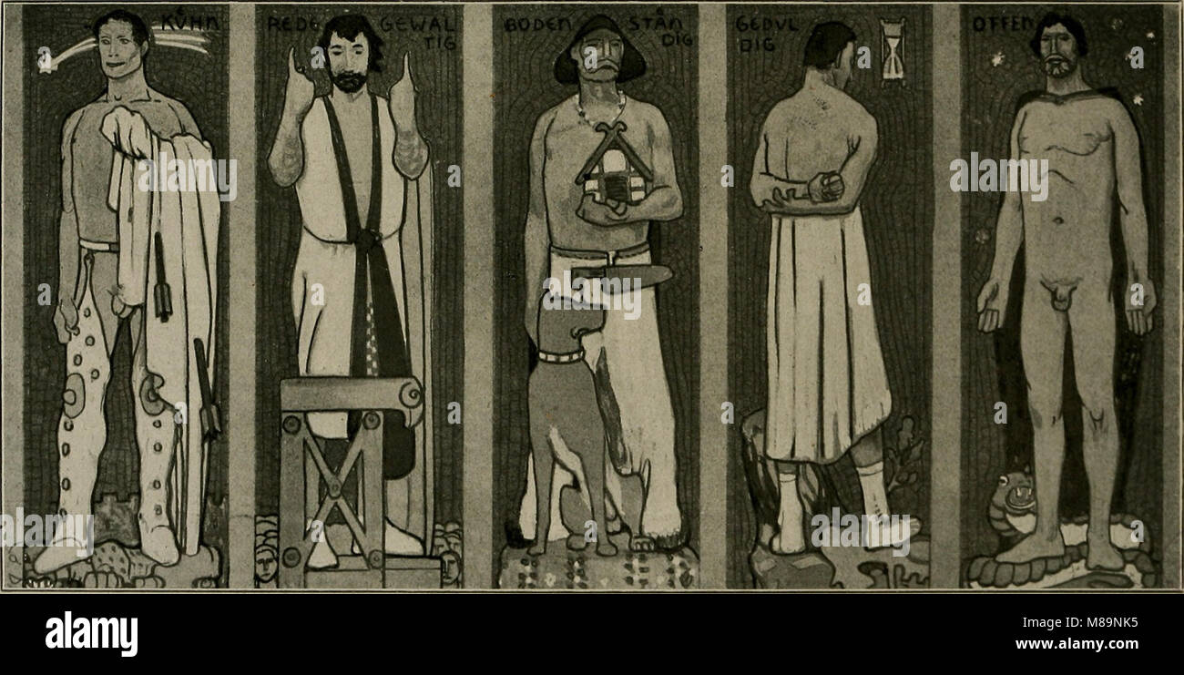 Fritz Erler - EntwÃ¼rfe fÃ¼r Mosaiken ist eine Sammlung von Mosaikentwürfen des Künstlers Fritz Erler. Die Arbeiten zeigen seinen künstlerischen Stil und seinen Beitrag zur Kunst des Mosaikdesigns und zeigen eine Vielzahl von dekorativen Mustern und Themen. Stockfoto