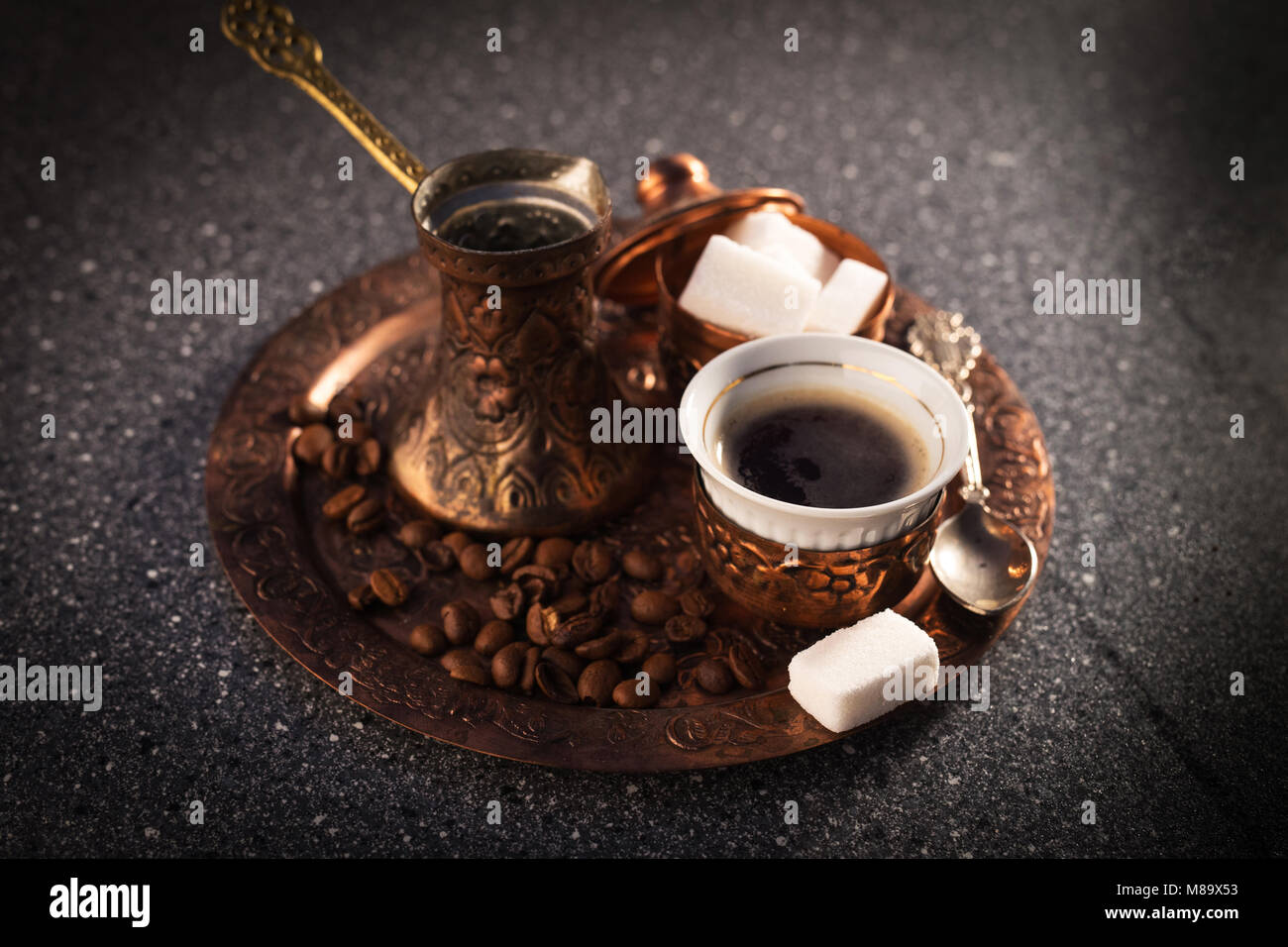 Türkischer Kaffee (Türk kahvesi) Stockfoto