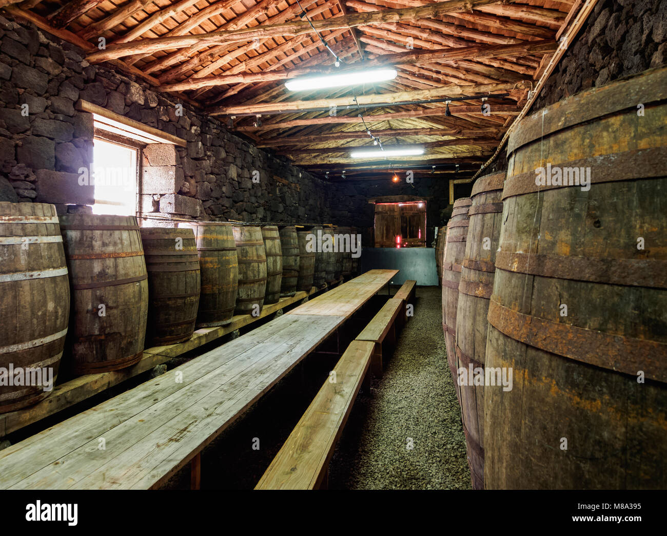 Pico Weinberg Landschaft und Kultur Interpretation Centre, Interieur, Lajido, Insel Pico, Azoren, Portugal Stockfoto