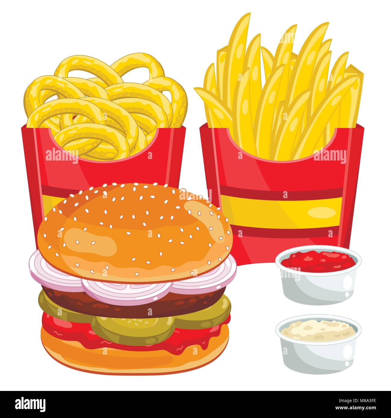 Fast food Menü eingestellt, Vector Illustration Stock Vektor