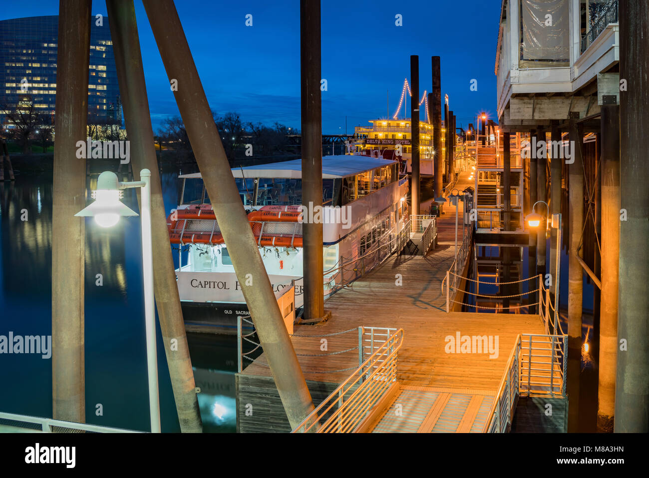 Sacramento, FEB 20: Nacht Blick von der schönen Delta König und Port am 20.Februar, 2018 in Sacramento, Kalifornien Stockfoto