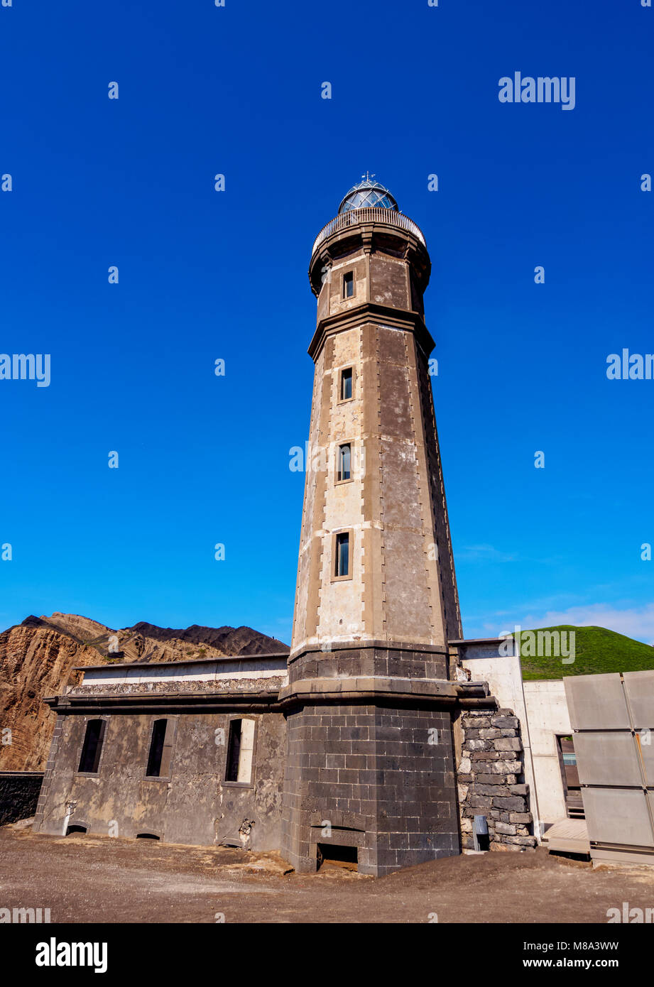 Capelinhos Leuchtturm, Insel Faial, Azoren, Portugal Stockfoto