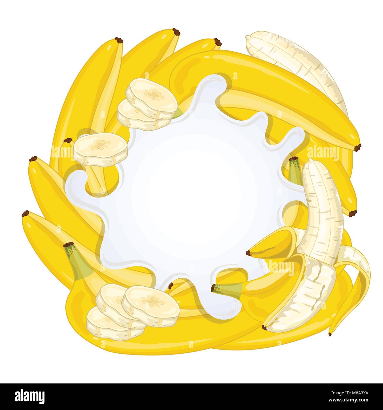 Joghurt splash isoliert mit Banane, Vektor Stock Vektor
