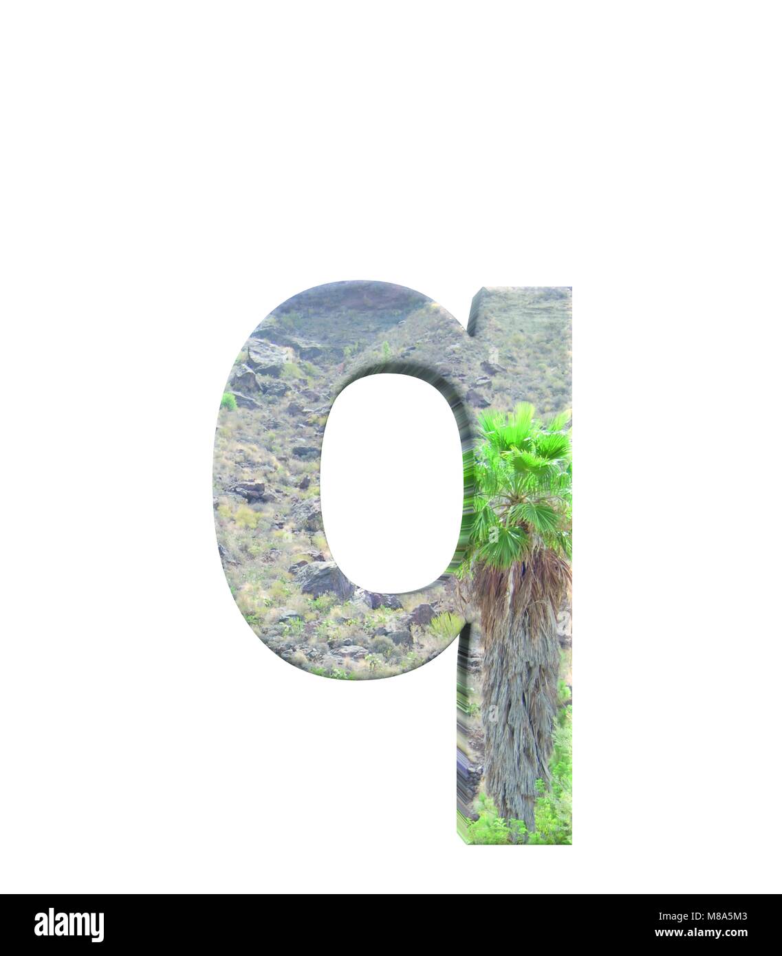 3D-rendering Font Gran Canaria Kleinbuchstaben q Stockfoto