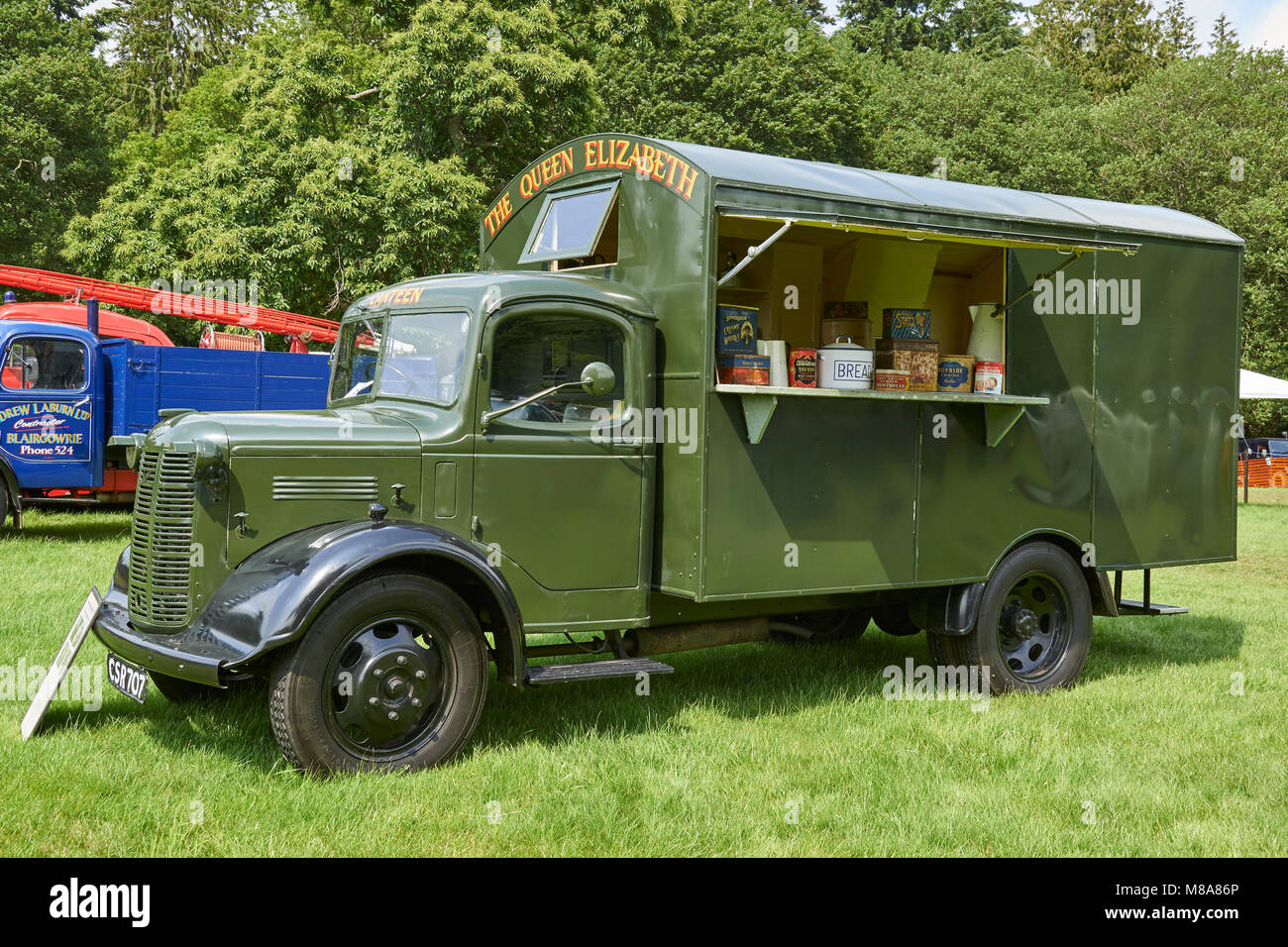 Die Queen Elizabeth Mobile Kantine Glamis Immobilien während des Zweiten Weltkrieges für die Nutzung von Grund und Boden, an einem Auto Show gesehen verwendet wurde. Stockfoto